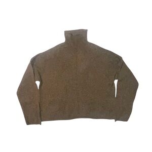 Whistles Turtleneck Sweater Boxy Fit Wool Blend Tan Olive Color Size Large